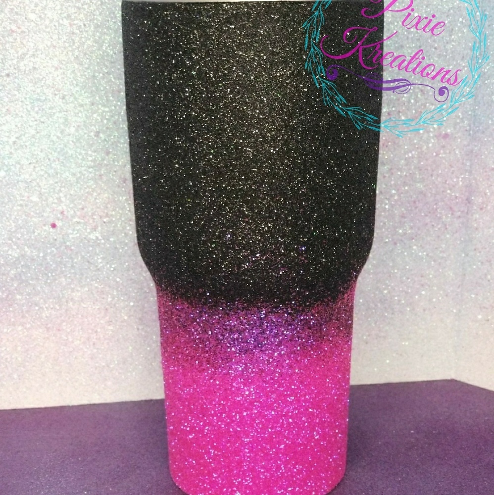 Black and pink glitter 24 oz cup